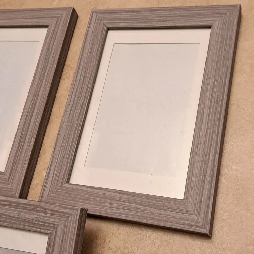 Baijiali Photo Frames Set Of 3 Wood Like Color Gray